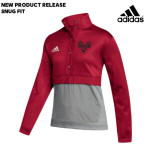 NS Tennis Adidas Women’s Team Issue color block 1/4 snap pullover – Power Red /Grey
