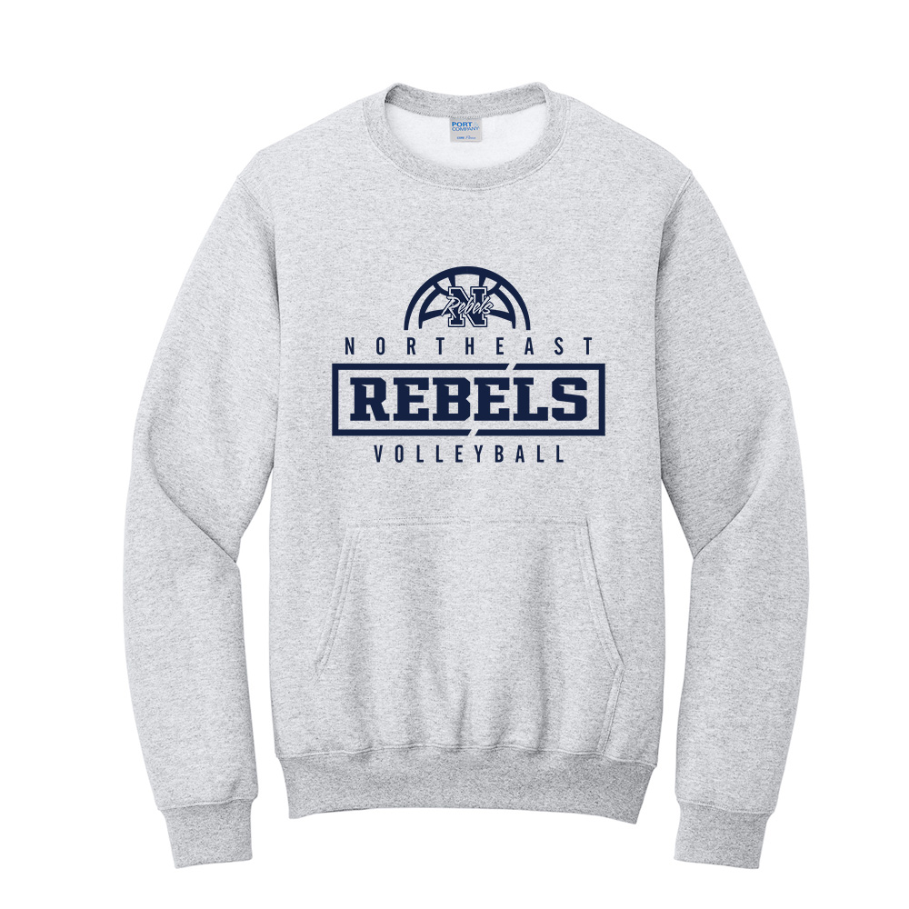 Northeast Volleyball Unisex Core Fleece Crewneck Pocket Sweatshirt - Ash