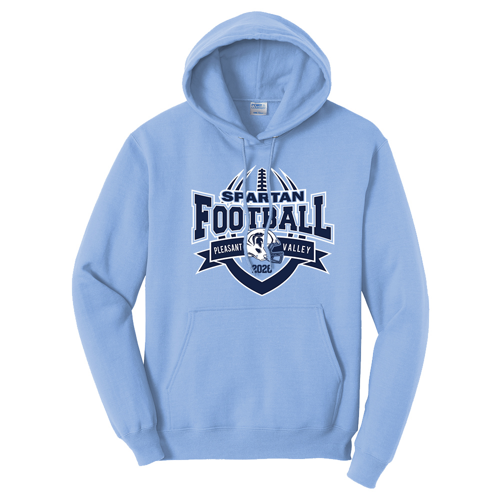 PV Football Unisex Classic Core weight Cozy Pullover Hooded Sweatshirt - LightBlue