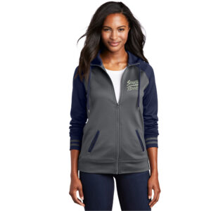 PV Spartan Tennis Sport Tek Ladies Sport Wick Varsity Fleece Full Zip Hooded Jacket – SmokeNavy