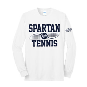 PV Spartan Tennis Unisex Long Sleeve Core Blend T Shirt – White
