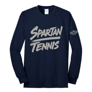 PV Spartan Tennis Unisex Long Sleeve Core Blend T Shirt – Navy
