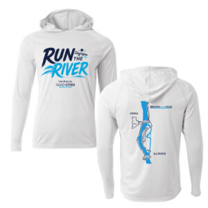 QC Marathon Men Cooling performance long sleeve hooded Tee-White