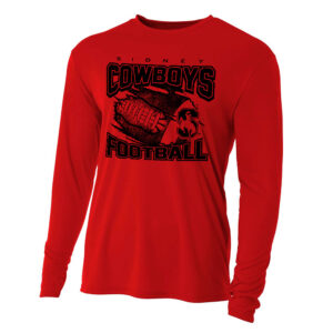 Sidney Cowboys FB Adult Cooling Performance long sleeve Crew Tee-Red