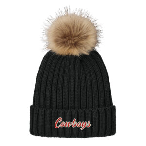Sidney Cowboys FB Port Authority Faux Fur Pom Beanie-Black