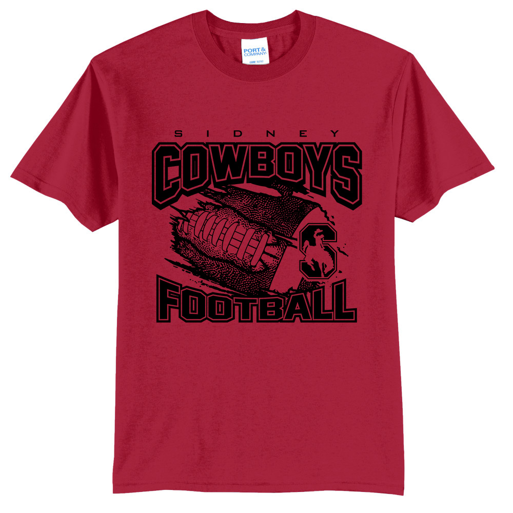 Sidney Cowboys FB Unisex Short Sleeve Tee-Red