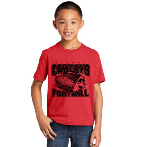 Sidney Cowboys FB Youth Fan Favorite Short Sleeve Tee-Bright Red