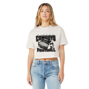 Sidney Cowboys FB BELLA and CANVAS Women’s Jersey Crop Tee-Vintage White