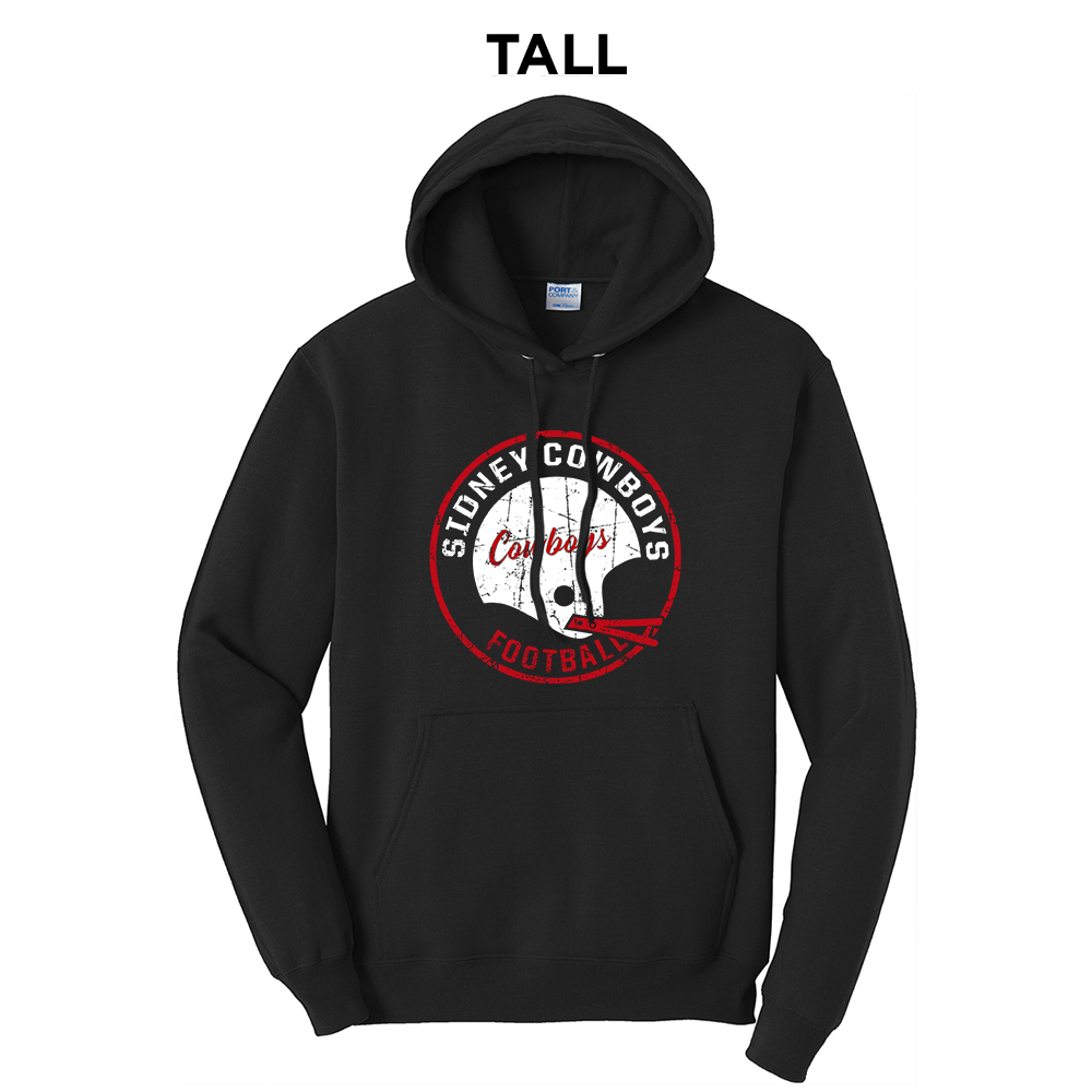 Sidney Cowboys FB Tall Fleece Hooded Sweatshirt-Black