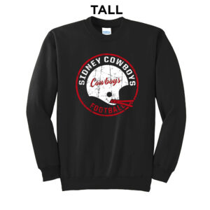 Sidney Cowboys FB Tall Fleece Crewneck Sweatshirt-Black