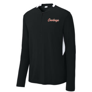 Sidney Cowboys FB Sport Tek Men Club 1/4 Zip Pullover-Black/White
