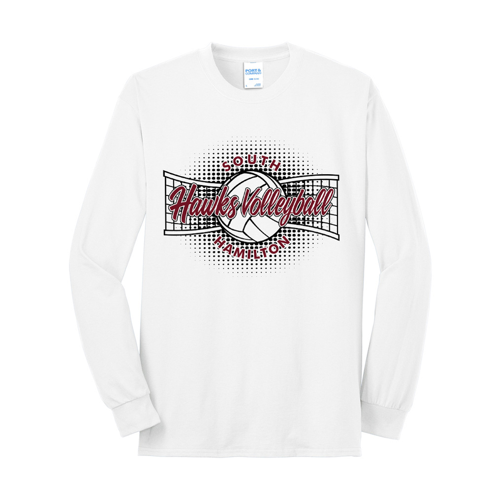 SH Volleyball PG Unisex Cotton Long Sleeve Tee-White
