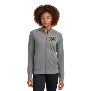 Southeast Polk CC Sport Tek Ladies Sport Wick Stretch Full Zip Cadet Jacket-Charcoal Grey Heather