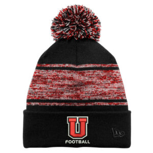 Union FB New Era Knit Chilled Pom Beanie-Black/Scarlet