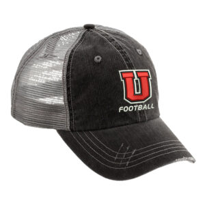 Union FB Washed Herringbone Cotton distressed Twill Trucker Cap-Black/Grey