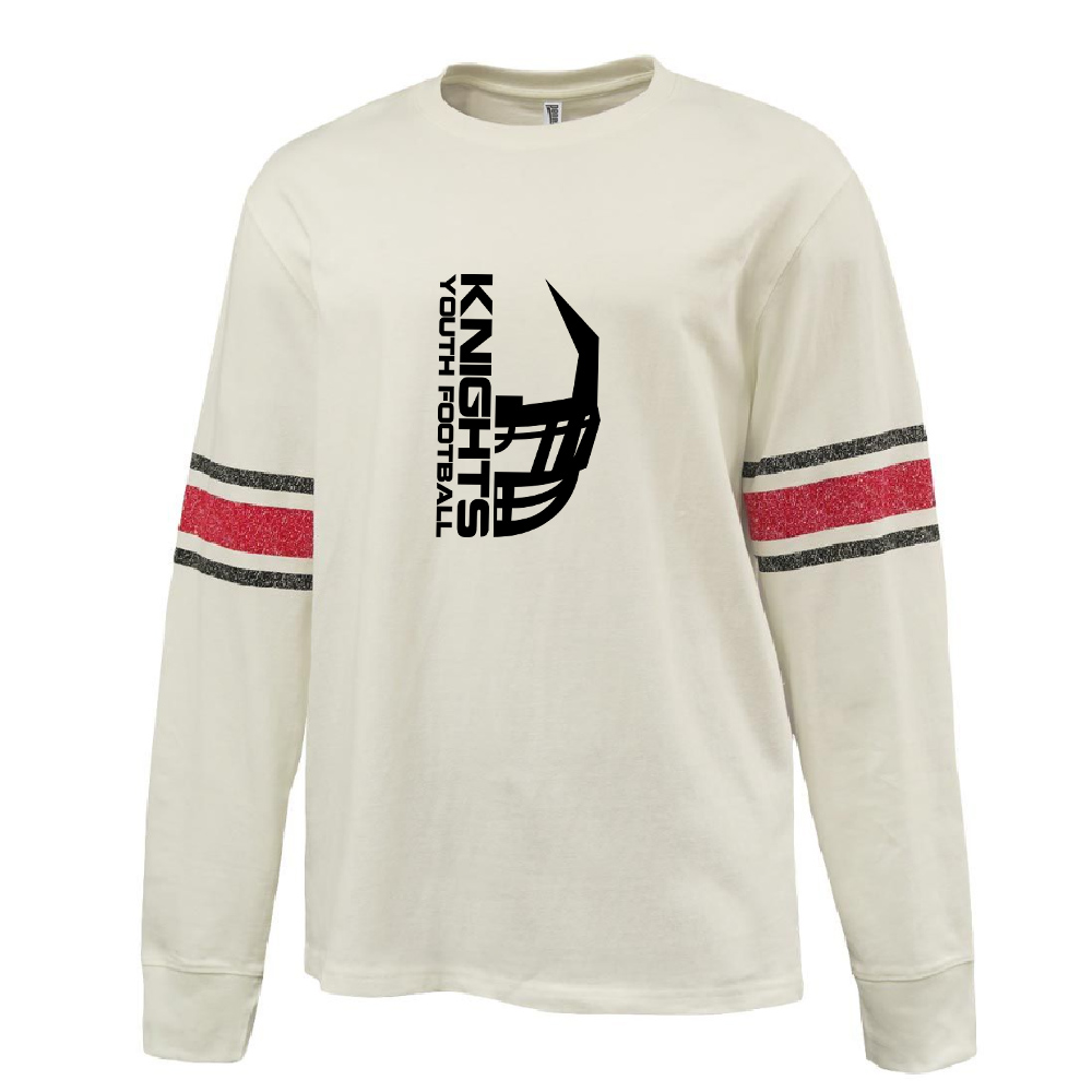 Union FB Pennant HEAVYWEIGHT 8.0 oz. antique white cotton jersey
archive-style printed sleeve stripe-Red/Bla