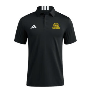 Vinton Football Adidas 3 Stripe short sleeve Polo – Black