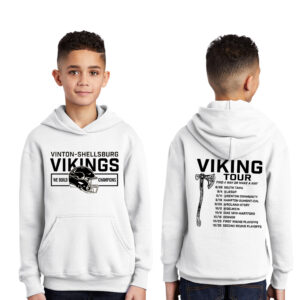 Vinton Football Youth Fleece Hooded Sweatshirt-White