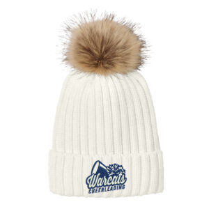 Warcats Football Cheer Port Authority Faux Fur Pom Beanie-Marshmallow