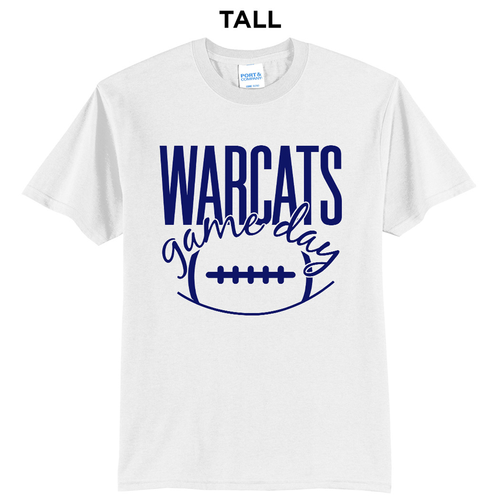 Warcats Football Cheer Tall Short Sleeve T Shirts - White
