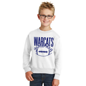 Warcats Football Cheer Youth Crewneck Sweatshirt – White