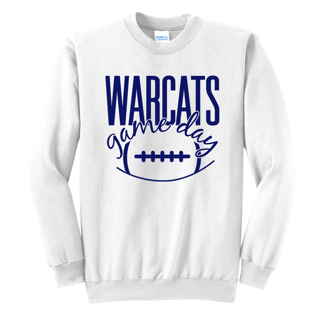 Warcats Football Cheer Unisex Core Fleece Crewneck Sweatshirt - White