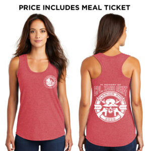 16. Warrior Ride 2026 Distressed Print Women’s Triblend Racerback Tank-Red Frost