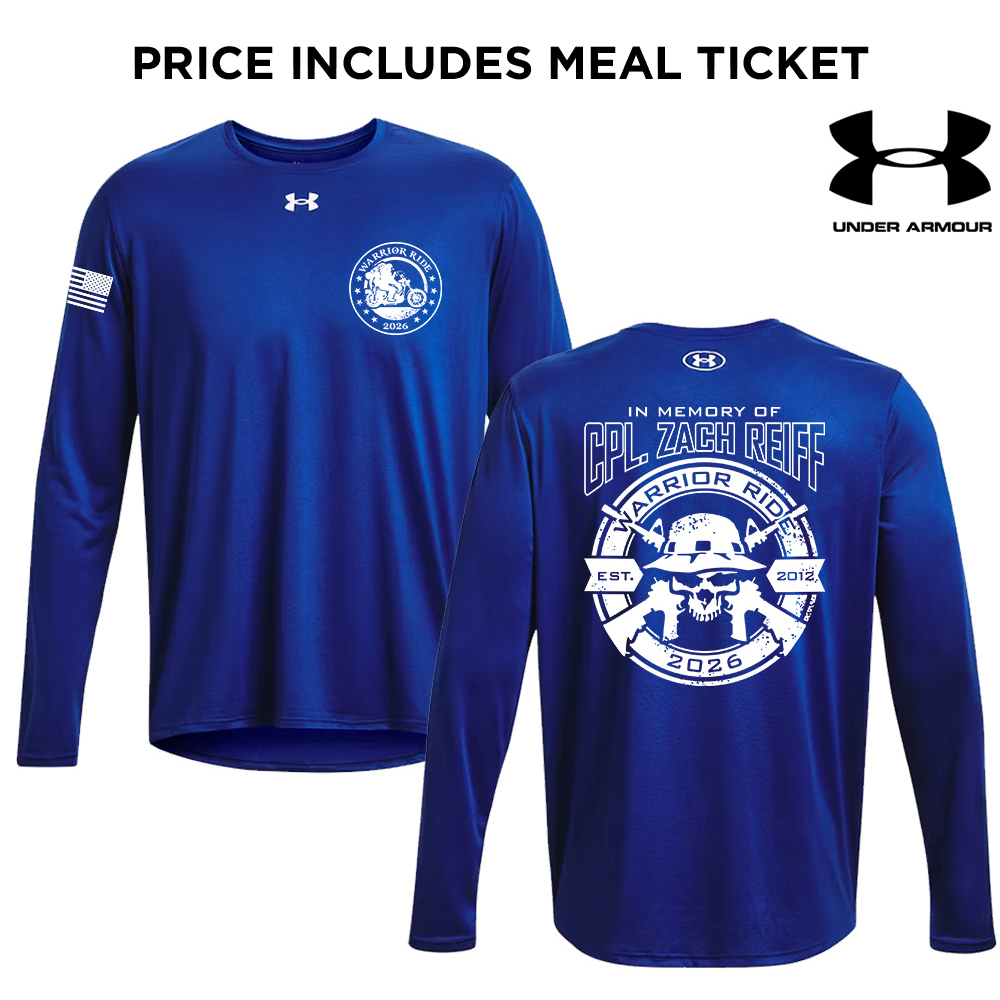 24. Warrior Ride 2026 Distressed Print Under Armour Long Sleeve Tech Tee-Royal