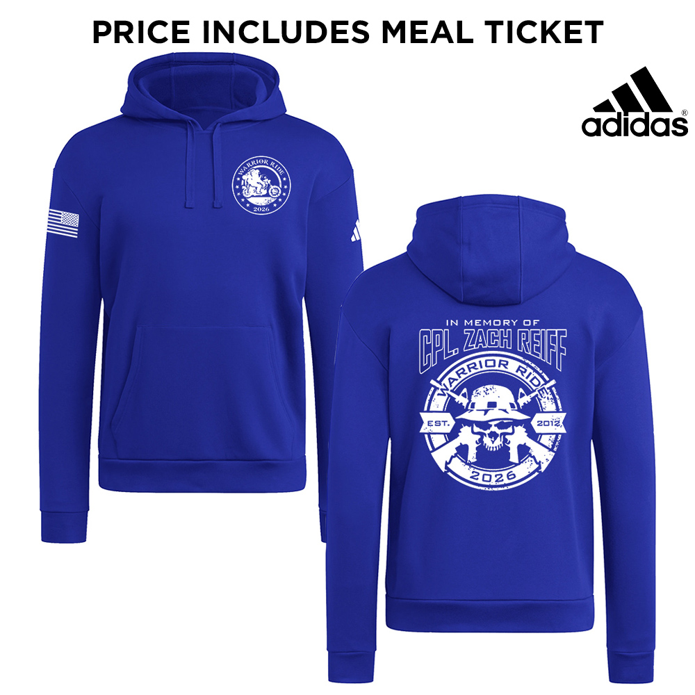 30. Warrior Ride 2026 Distressed Print adidas Fleece Pullover Hooded Sweatshirt-Royal