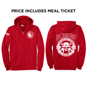 31. Warrior Ride 2026 Distressed Print Full Zip Hooded Sweatshirt-Red
