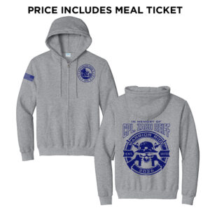32. Warrior Ride 2026 Distressed Print Full Zip Hooded Sweatshirt-Grey