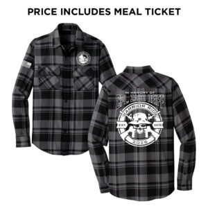 34. Warrior Ride 2026 Distressed Print Plaid Flannel Shirt-Grey/Black