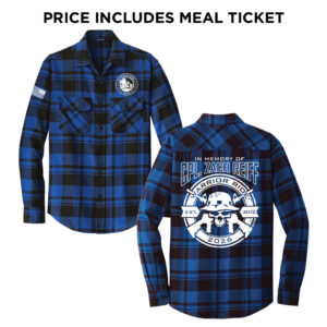36. Warrior Ride 2026 Distressed Print Plaid Flannel Shirt-Royal/Black