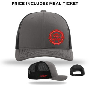 40. Warrior Ride Richardson Snapback Trucker Cap-Charcoal/Black with Red Thread