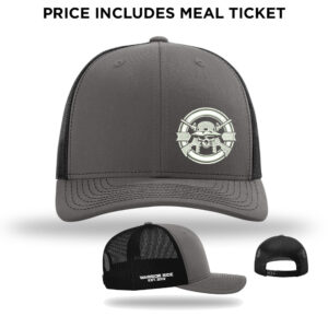 40. Warrior Ride Richardson Snapback Trucker Cap-Charcoal/Black with White Thread