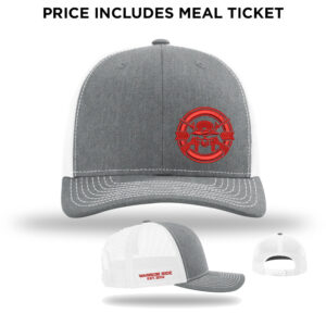 43. Warrior Ride Richardson Snapback Trucker Cap-Grey/White with Red Thread