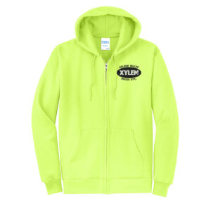 Xylem Unisex Core Fleece Full Zip Hooded Sweatshirt-Neon Yellow