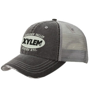 Xylem Washed Herringbone Cotton distressed Twill Trucker Cap-Black/Grey