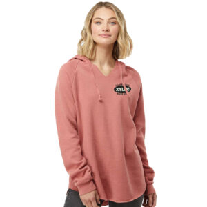 Xylem Women Lightweight California Wave Wash Hooded Sweatshirt-Dusty Rose
