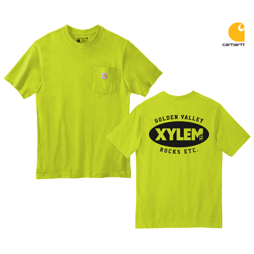 Xylem Carhartt Men Workwear Pocket Short Sleeve cotton T-Shirt-Brite Lime
