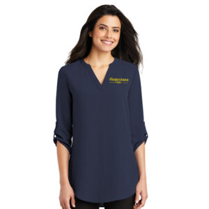 Augustana Port Authority Ladies 3/4 Sleeve Tunic Blouse-True Navy