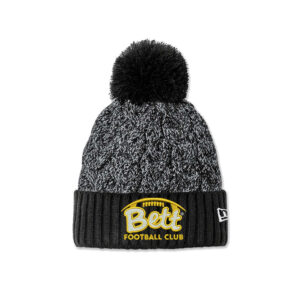 Bett Football New Era Marled Knit Pom Beanie-Black Graphite/White