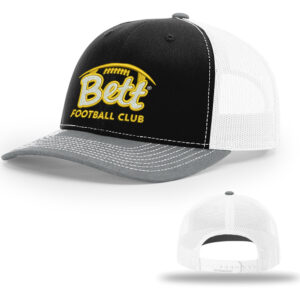 Bett Football Richardson Pro Crown Mesh Back solid color Adjustable back cap Tri Color-Black/White/Heather Grey