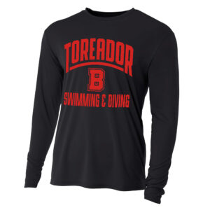 Boone Swim Dive Adult Cooling Performance long sleeve Crew Tee-Black