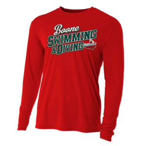 Boone Swim Dive Adult Cooling Performance long sleeve Crew Tee-Red