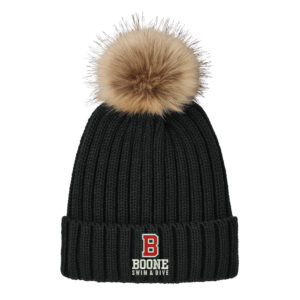 Boone Swim Dive Port Authority Faux Fur Pom Beanie-Black
