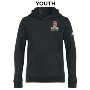 Boone Swim Dive Adidas Youth Fleece Hooded Sweatshirt- Black (YS)