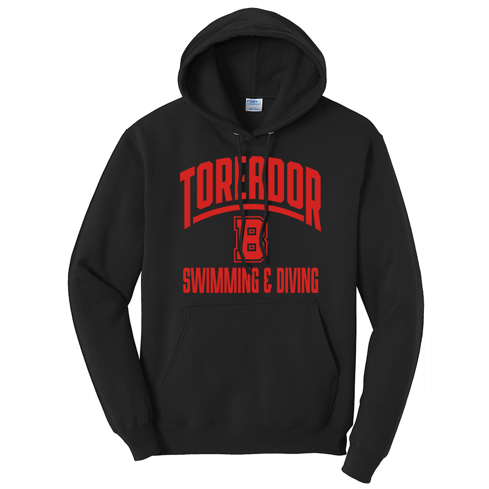 Boone Swim Dive Unisex Fleece Hooded Sweatshirt-Black