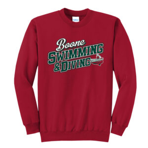 Boone Swim Dive Unisex Core Fleece Crewneck Sweatshirt-Red