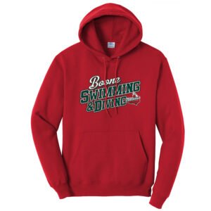 Boone Swim Dive Unisex Fleece Hooded Sweatshirt-Red